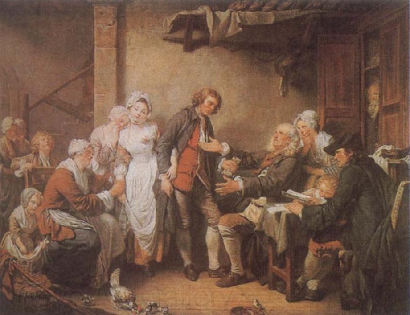 Jean Baptiste Greuze L-Accordee de Village Norge oil painting art
